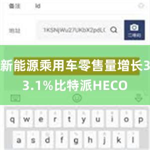 新能源乘用车零售量增长33.1%比特派HECO